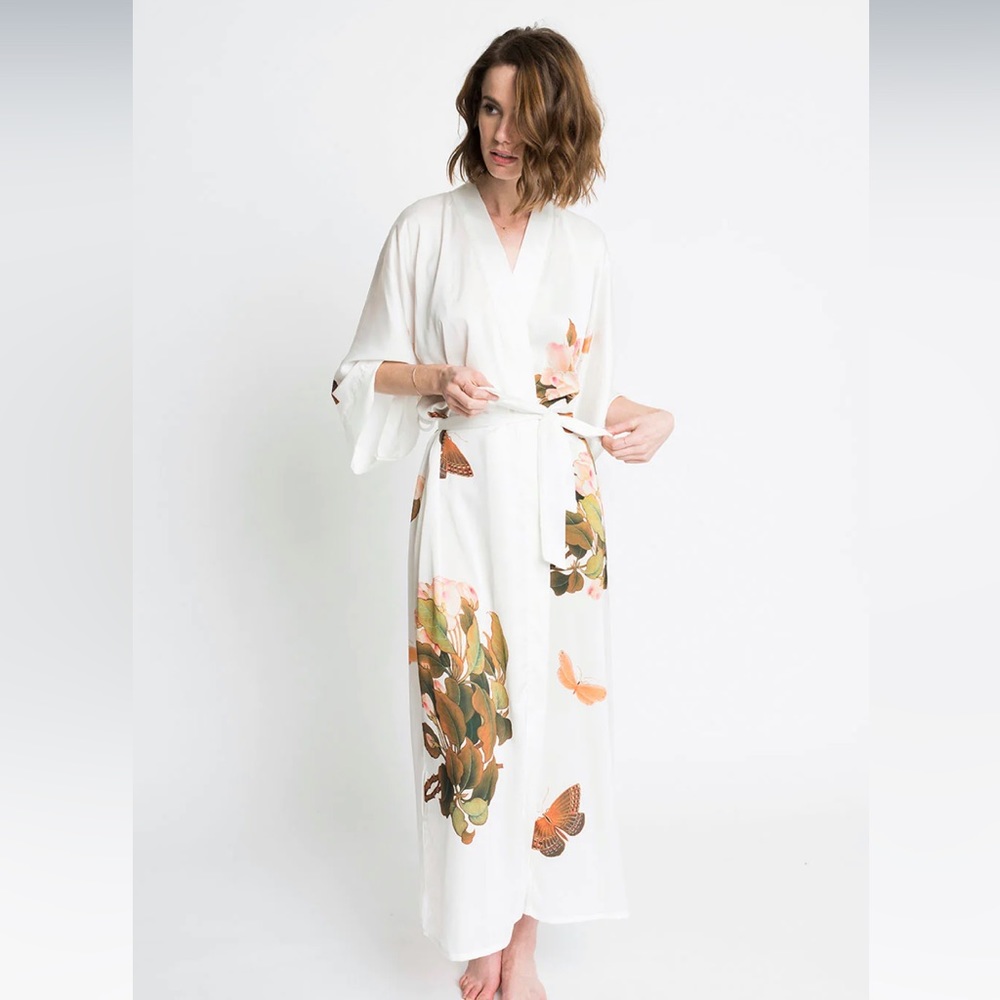 Kim + Ono Peony & Butterfly Long Kimono Robe